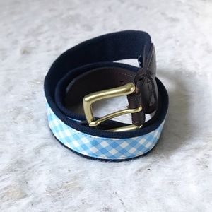Vineyard Vines Mens Gingham Blue Check Belt 32